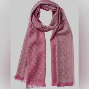 Gucci GG Jacquard Wool Scarf- Pink